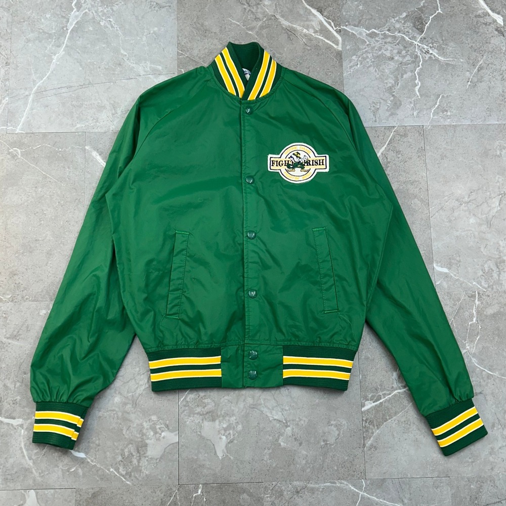 Vintage Notre Dame Fighting Irish Jacket Youth XL Distressed Windbreaker Patch